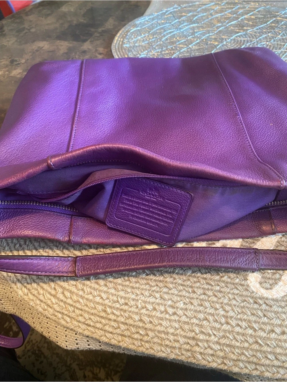 Coach Purple Pebbled Leather Hobo Shoulder Bag